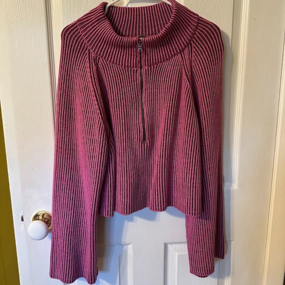 Free People Pink Ribbed Sweater